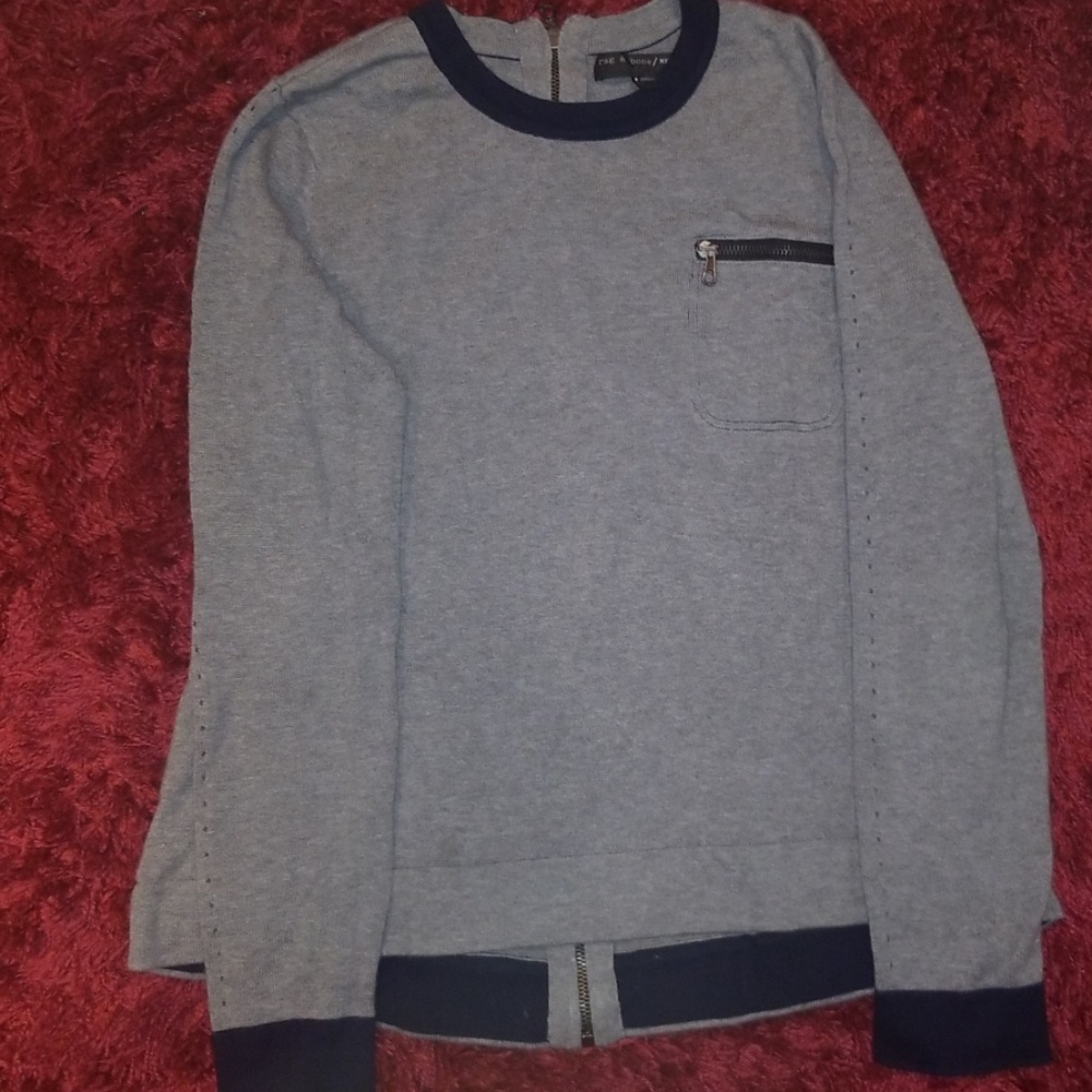 Rag & bone grey w navy piping on neck and sleeves